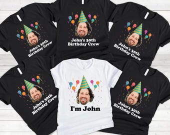 Custom Birthday Photo Name Shirt, Personalized Photo Birthday Party Shirt, Custom Face Birthday Tshirt, Birthday Face Name Tee Birthday Gift