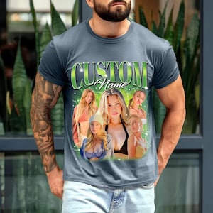 Personalized Girlfriend Bootleg Shirt, Boyfriend Shirt, Vintage Custom Image Shirt, Shirt With Girlfriend Face Dog Tee Bachelorette Surprise
