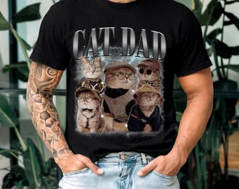 Custom Father's Day Cat Dad Shirt, Personalized Photo Gift for Cat Lover Shirt, Cat Dad, or Pet Parent - Customized Bootleg Pet Photo Shirt