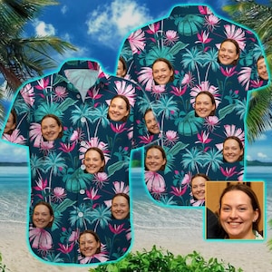 Personalized Hawaiian Shirt with Face, Custom Hawaiian Shirt with Photo, Custom Hawaiian Shirt Logo Text, Custom All Over Print Shirt