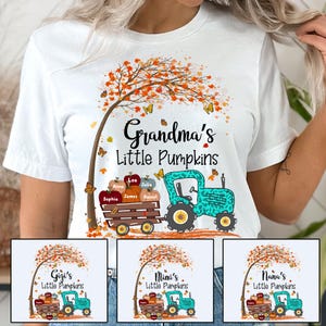 Personalized Nana&#39;s Little Pumpkins And Grandkids Names Shirt, Custom Nickname Nana Mimi Shirt for Fall, Autumn Pumpkin, Thanksgiving Shirt