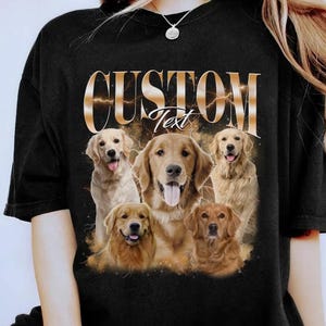 Customized Comfort Colors Vintage Bootleg Pet Shirt, Pet Photo + Name Custom Dog Portrait Shirt, Dog Remembrance Gift, Cat Shirt 90&#39;s Tee