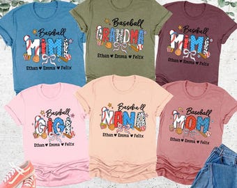 Camiseta personalizada de abuela de béisbol del 4 de julio, camiseta personalizada de abuela de béisbol con nombre para niño, camiseta de abuela de béisbol Mimi, regalos para el Día de la Madre
