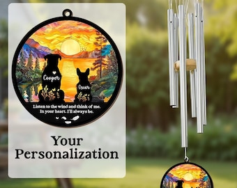 Personalized Dog Memorial Wind Chime, Personalized Pet Loss Gifts with Name & Breed, Outdoor Dog Sympathy Windchime, Custom Pet Memory Gifts