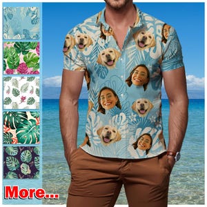 Personalized Hawaiian Shirt, Personalized Hawaiian Shirt with Face for Men Women Kids, Pet, All Over Print Father&#39;s Day, Custom Dog Hawaiian