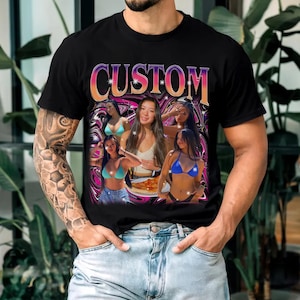 Custom Girlfriend Comfort Colors Shirt, Boyfriend Shirt, Face Shirt, Personalized Birthday Bootleg Gift, Bachelorette Surprise, Group Tee