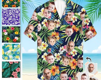 Custom Hawaiian Shirt, Personalized Hawaiian Shirt with Face for Men Women, Pet, Hawaiian Shirt, Custom All Over Print Father&#39;s Day Shirts