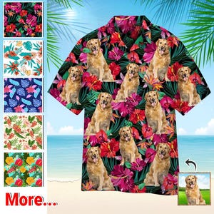 Custom Hawaiian Shirt, Personalized Hawaiian Shirt with Face for Men Women Kids, Pet, All Over Print Father&#39;s Day Shirt, Custom Dog Hawaiian