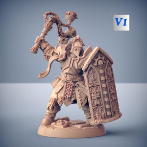 Human Paladin Cleric Fighter Premium dnd Miniature Mini Figurine Figure | Sanded & Primed | 32mm Scale