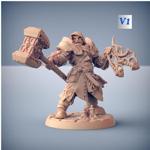 Human Paladin Cleric Fighter Premium dnd Miniature Mini Figurine Figure | Sanded & Primed | 32mm Scale