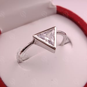 Trillion Cut Solitaire Engagement Ring, Trillion Diamond Ring, Triangle Diamond Ring, Solitaire Diamond Ring, Triangle Bezel Setting Ring