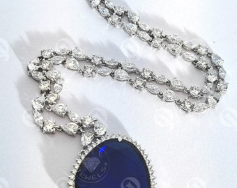 Titanic Necklace, Heart of The Ocean Necklace, Heart Sapphire Necklace,  Kate Winslate Necklace, Vintage Titanic Jewelry