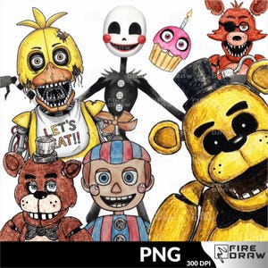 Zestaw PNG Five Nights at Freddys, ozdoba na tort, projekty na przyjęcie urodzinowe FNAF, sublimacja na koszulce, pobieranie cyfrowe zdjęcie 3