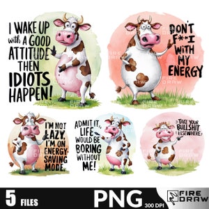 funny cow sublimation designs PNG bundle, Funny Mug Designs Png, Cow Transfer for Mugs and Shirts, Hilarious cow png, cute funny cow clipart
