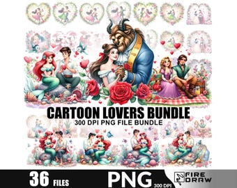 Princess Couples PNG Bundle: Valentine's Day Clip Art (Digital Download)