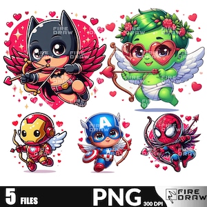Super-herói Amor Dia dos Namorados PNG, Engraçado Design de Sublimação Dia dos Namorados, Desenho Animado Dia dos Namorados Camisa PNG, Arquivo Digital para Download