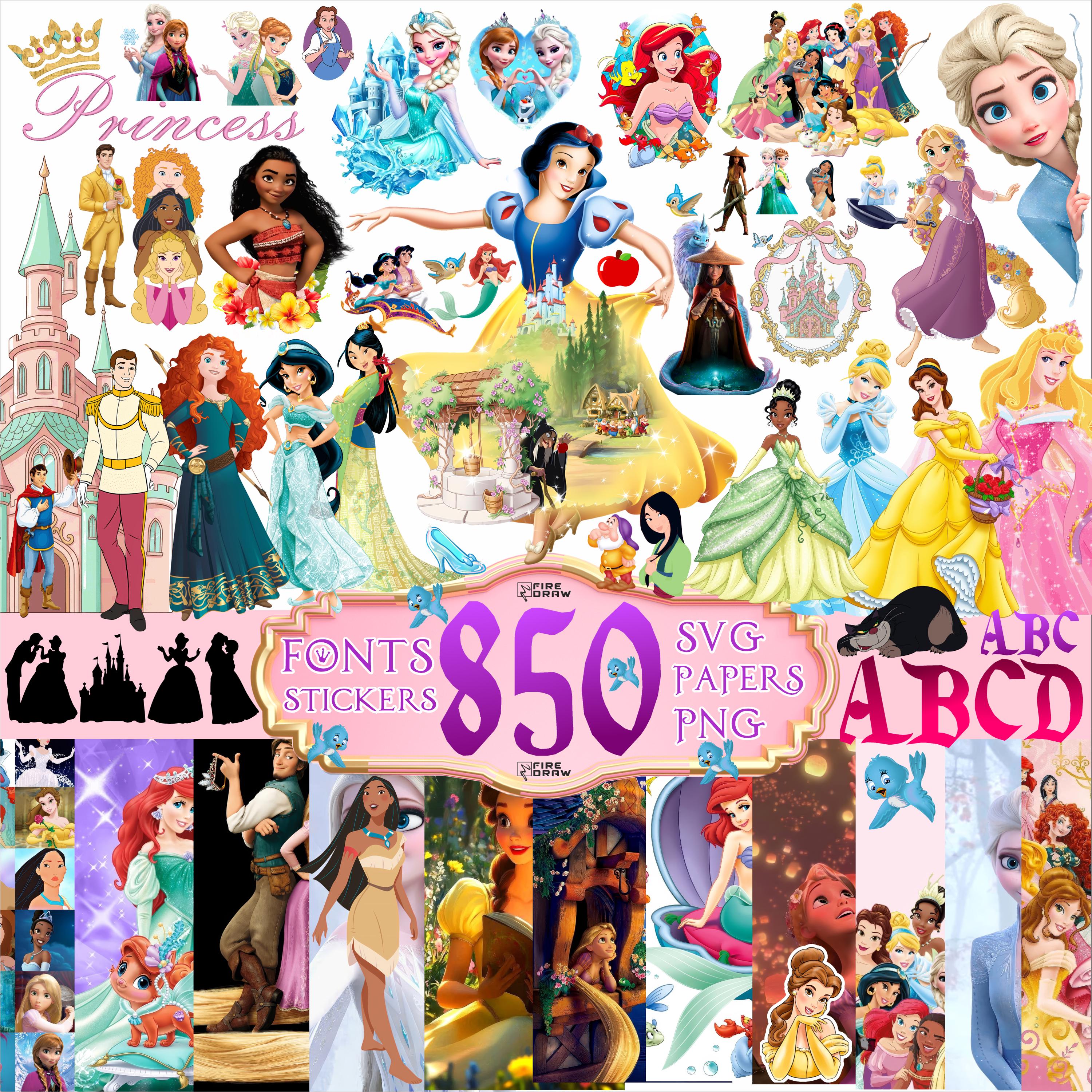 Ultimate Princess Bundle 850 Files, All Princesses PNG SVG, Cartoon ...