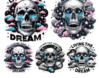 Snarky Skeleton Clipart: Living the Dream PNG Bundle