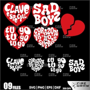 Sad Boyz Corridos Tumbados SVG PNG: Junior H Cricut Silhouette Files (Digital Download)