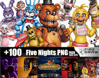 Five Nights at Freddys PNG Bundle, Cake Topper, Fnaf Birthday Party Designs, shirt sublimation, Digital Download