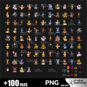 Zestaw PNG Five Nights at Freddys, ozdoba na tort, projekty na przyjęcie urodzinowe FNAF, sublimacja na koszulce, pobieranie cyfrowe zdjęcie 2