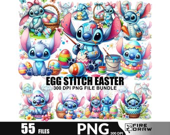 Easter Bunny Stitch PNG Bundle, Cute Easter Sublimation and DTF Digital Print Designs for Crafts, Shirts, happy cute easter day