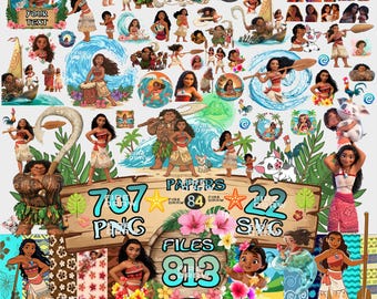 Moana SVG PNG Mega-Bundle, Moana Clipart, Moana 2, Maui, Pua, Hei Hei, Aufkleber, Vorlagen, Partydeko, T-Shirt-Designs