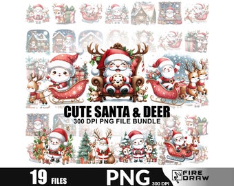 Papá Noel alegre PNG: Sublimación navideña coqueta (Descarga digital)