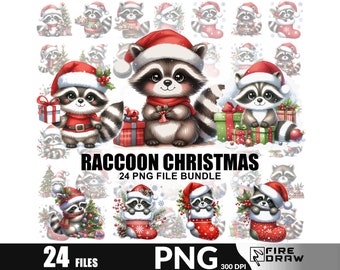 Funny Raccoon Christmas PNG | Cute Raccoon Shirt & Sweatshirt Designs | Raccoon Santa and  Ornament | Raccoon Lover Holiday Gift png file