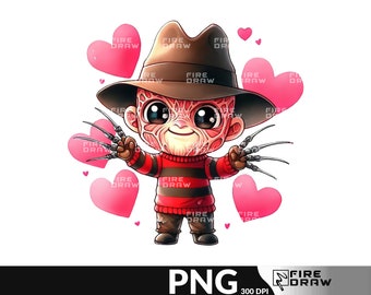 PNG de San Valentín de terror: Diseño de camiseta de Freddy Krueger (descarga digital)