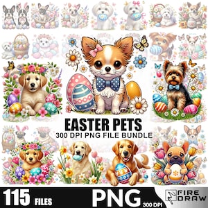 Easter all Dogs types png Bundle, Cute Easter Puppy Illustration, Spring Dog Decor, Easter Eggs & Dogs Wall Art, Perfect Gift for Dog Lovers