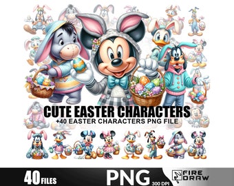 Mickey and friends Easter DIY Png Bundle, + Magical max Easter Decorations for Happy Easter Projects, Instant Digital Download