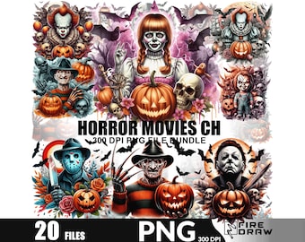 Horror Movie Villains PNG Bundle: Slasher Film Art (Digital Download)