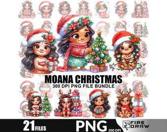 princess Moana holiday Christmas Coquette PNG | Cute Girly Christmas 2024 | Coquette Bow, Santa Hat & Pink Tree | Whimsical Tumbler