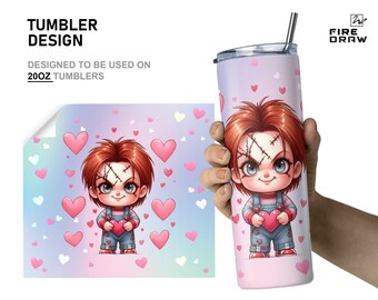 Horror Valentine Chucky 20oz Tumbler PNG Design (Digital Download)