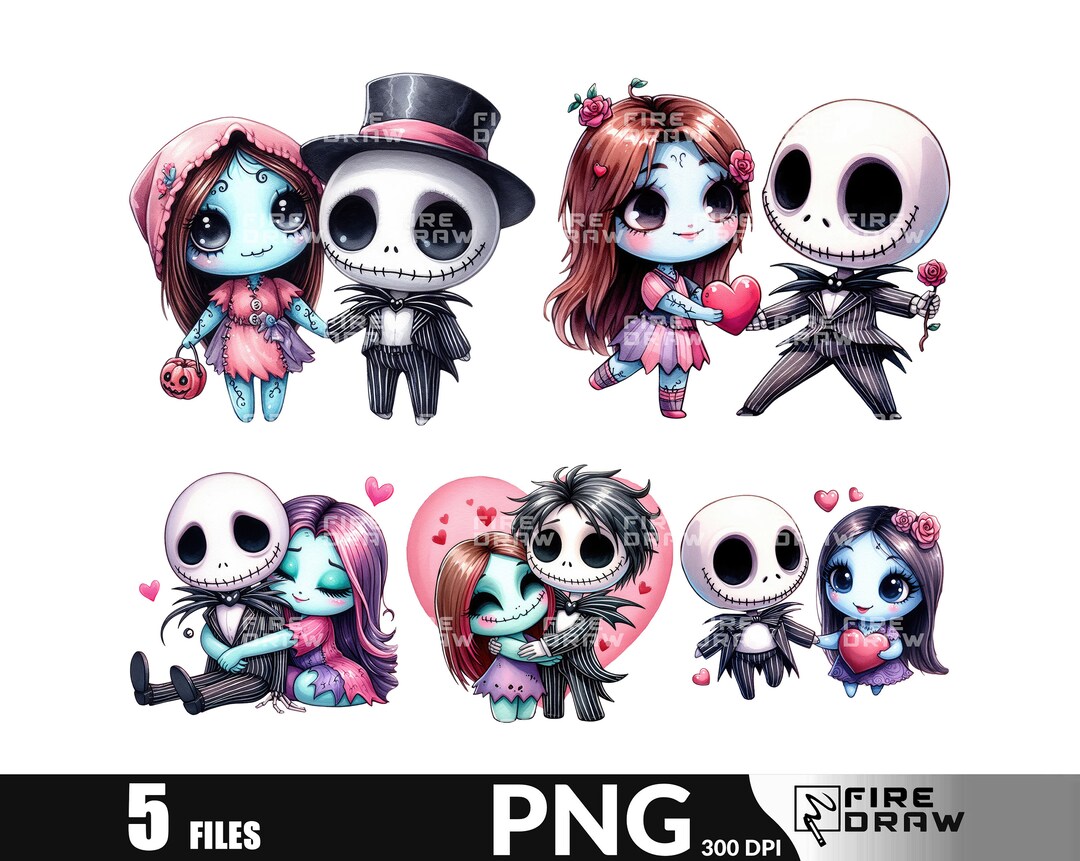 Jack and Sally Valentines Day Png File, Nightmare Before Christmas PNG, Valentines Day, File Png ...