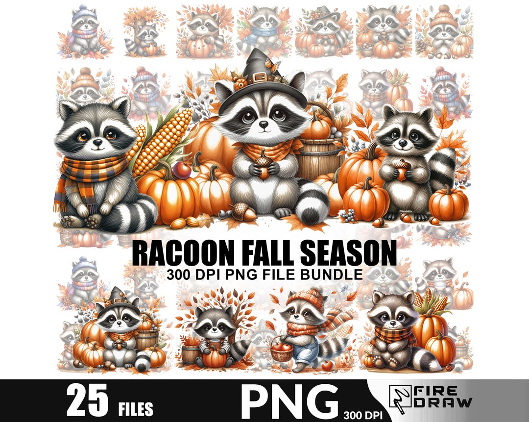 Fall Raccoon Patterns Autumn Raccoon PNG Set: Spooky Fall Design (digital Download) - Etsy ...