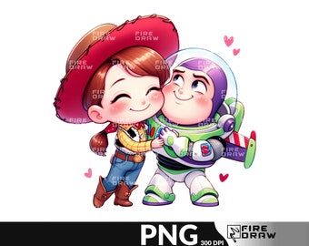 Cute buzz and Jessie Valentine's Day Png, Cartoon Valentine Png, funny valentine shirt png , Retro Valentines Png, valentine png for shirt