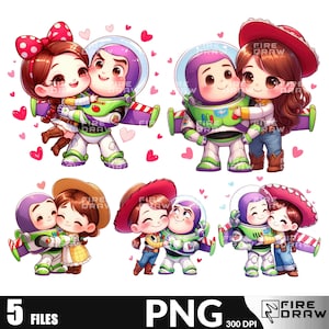 Słodki buzz i Jessie Walentynki Png, Cartoon Valentine Png, zabawna koszulka walentynkowa png, Retro Walentynki Png, walentynkowe png na koszulkę