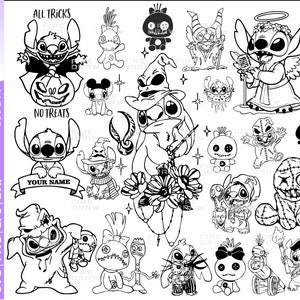 Stich Halloween Stich geschnitten Datei, gruselige Alien Halloween Umriss geschnitten Datei, gruselige Schnittdatei Halloween Umriss svg