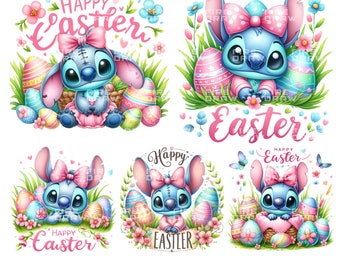 Stitch Easter PNG Bundle: Shirt Design, Sublimation (Digital Download)