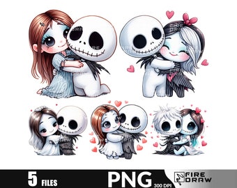 Jack und Sally Valentines PNG - Weihnachts T-Shirt Design (Digitaler Download)