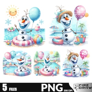 Olaf Pool Party PNG Bundle, Letnie urodziny png, Frozen Pool Party png, Olaf Beach Party PNG, Olaf Summer Beach Digital Download