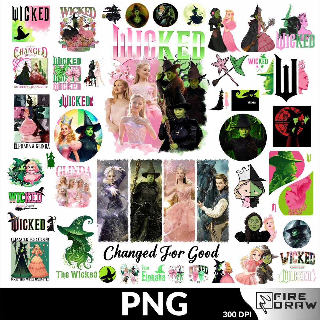 Wicked Change for Good Glitter PNG Bundle, Wicked Pink and Green Design ...