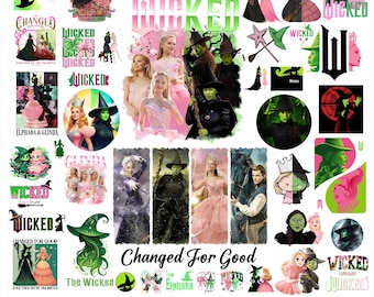 Wicked Change For Good Glitter PNG bundle, Wicked Pink and green Design png file, Wicked Musical Clipart sublimation, Instant Download