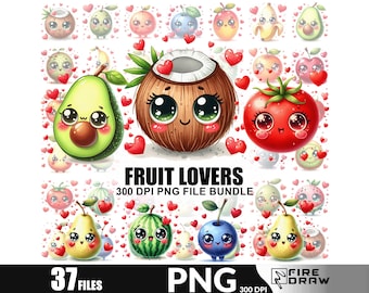 Cute Fruit Lovers Valentine's Day PNG, Strawberry, Apple, Watermelon Clipart, Girls Valentine Sublimation Design, Trending Coquette PNG