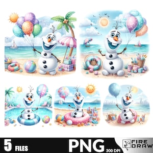 Olaf Pool Party PNG Bundle, Letnie urodziny png, Frozen Pool Party png, Olaf Beach Party PNG, Olaf Summer Beach Digital Download