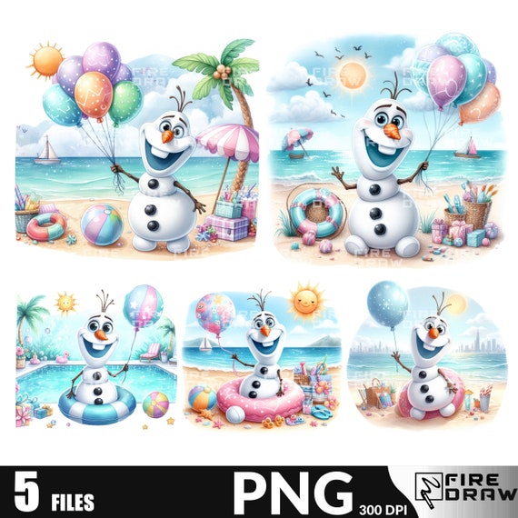 Olaf Pool Party PNG Bundle: Summer Beach Digital Art (300dpi)