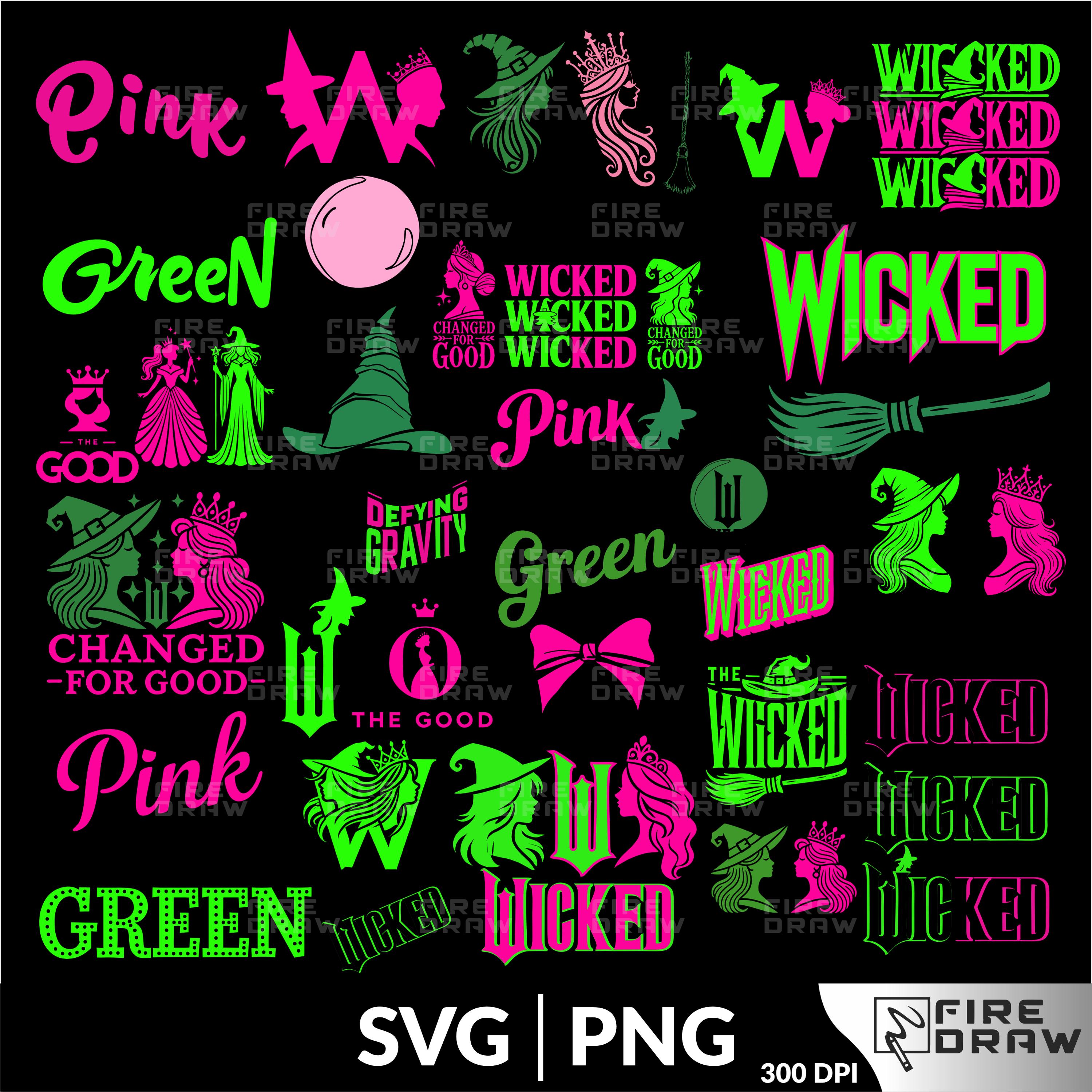 Wicked Change for Good Glitter PNG & SVG Bundle, Wicked Pink and Green ...