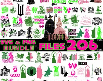 Wicked Change For Good Glitter PNG & SVG bundle, Wicked Pink and green Design png file, Wicked Musical Clipart sublimation, Instant Download
